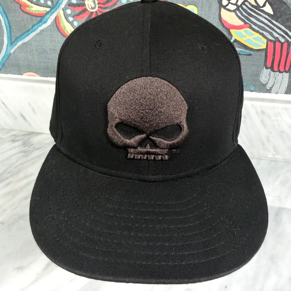 Harley-Davidson New Era 59FIFTY Fitted Hat Black Willie G Skull Cap Sz 7 Men XS - Picture 2 of 11